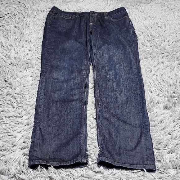 Ann Taylor Loft Jeans Womens 4 Curvy Straight Blue Dark Wash Denim Stretch Pants - Picture 1 of 14